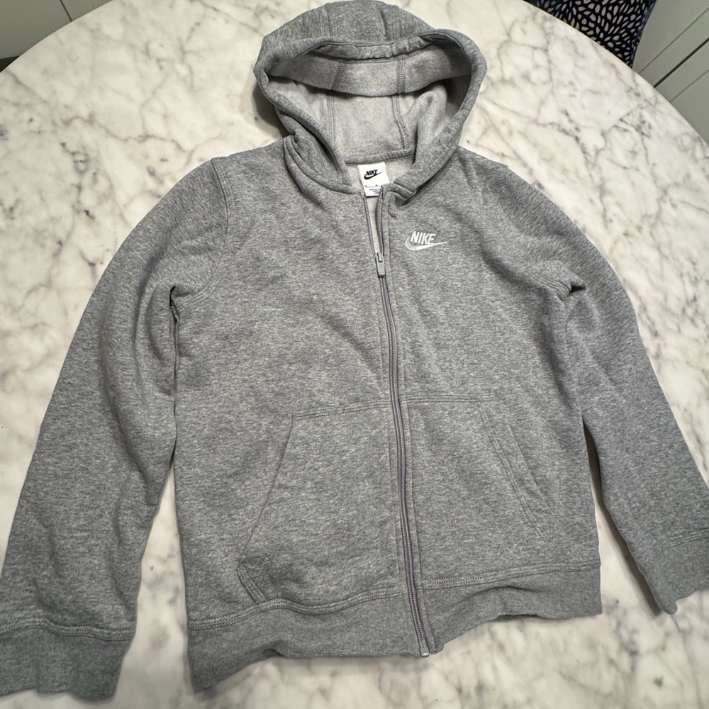 Nike Kids Light Gray Zip-Up Hoodie